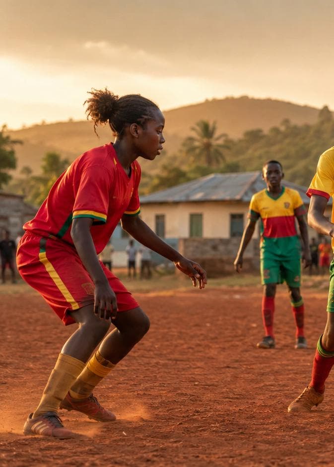 Une jeune joueuse en action sur un terrain en terre